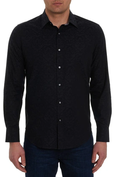 Shop Robert Graham Bayview Cotton Button-up Shirt In Black