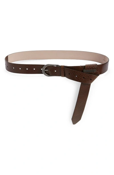 Shop Brunello Cucinelli Monili Detail Leather Belt In C7891 Sigaro