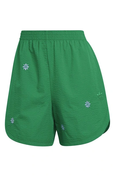 Adidas Originals Cotton Seersucker Shorts In Green | ModeSens