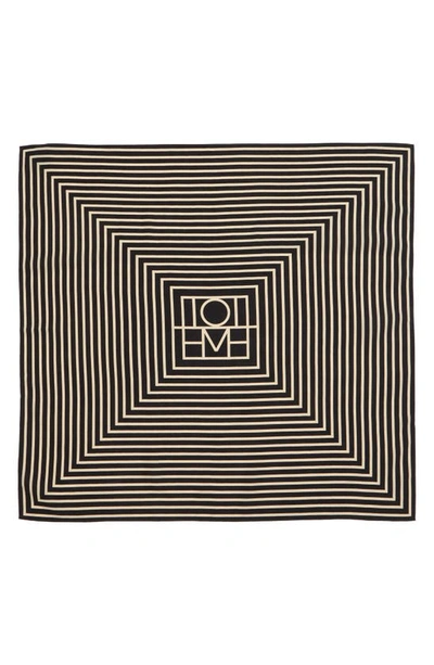 Shop Totême Geometric Monogram Silk Scarf In Black