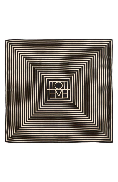 Totême Toteme Geometric Monogram Silk Scarf In Black