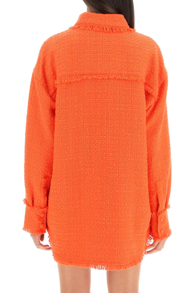 Shop Msgm Tweed Overshirt In Orange