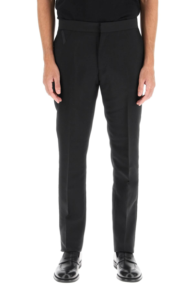 Shop Versace Wool And Mohair Tailored Trousers In Black