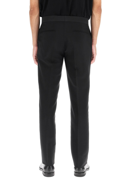 Shop Versace Wool And Mohair Tailored Trousers In Black