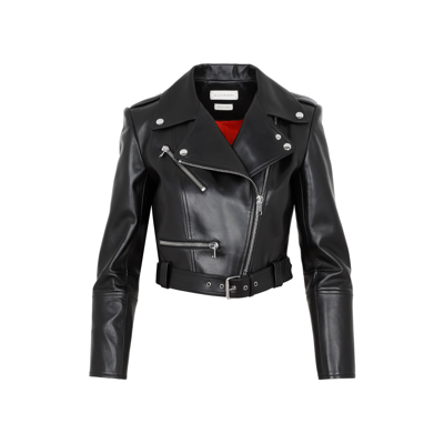 Shop Alexander Mcqueen Leather Jacket In Black