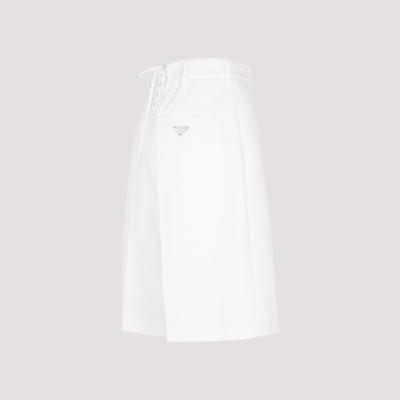 Shop Prada Drill Cotton Shorts Pants In White