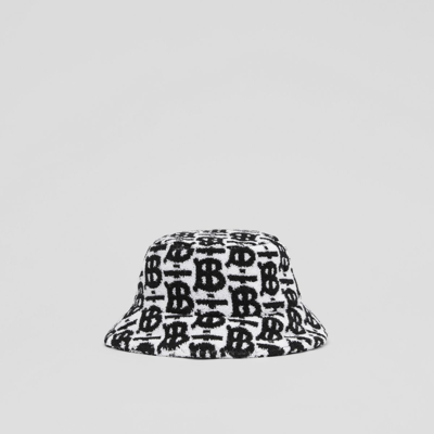 Shop Burberry Monogram Cotton Jacquard Bucket Hat In Black/white