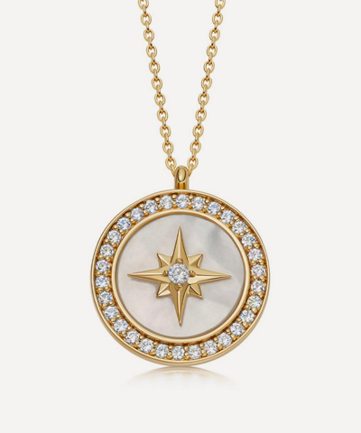 Shop Astley Clarke 18ct Gold Plated Vermeil Silver Large Polaris Mother Of Pearl Locket Necklace