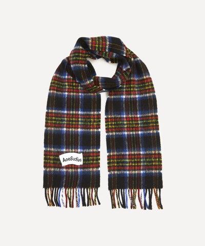 Shop Acne Studios Mens Tartan Wool-blend Scarf In Black