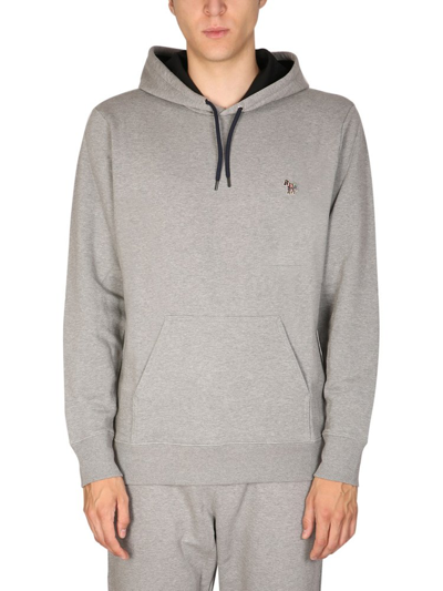 Shop Ps By Paul Smith Ps Paul Smith Zebra Patch Drawstring Hoodie In Grey