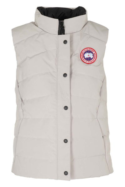 Shop Canada Goose Logo Patch Padded Gilet In White