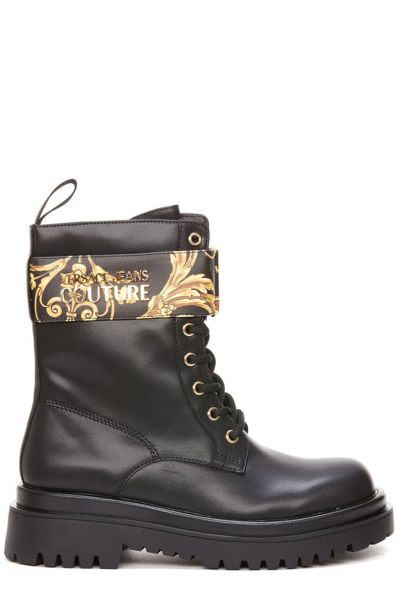Shop Versace Jeans Couture Baroque Printed Ankle Boots In Black