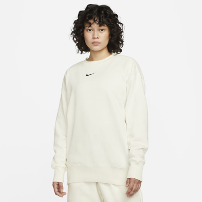 Shop Nike Women's  Sportswear Phoenix Fleece Oversized Crew-neck Sweatshirt In White