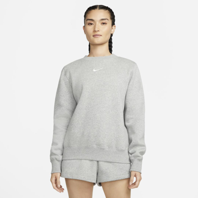 Shop Nike Women's  Sportswear Phoenix Fleece Crew-neck Sweatshirt In Grey