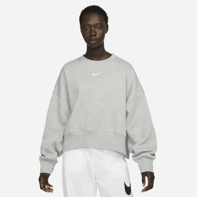 Shop Nike Women's  Sportswear Phoenix Fleece Over-oversized Crew-neck Sweatshirt In Grey