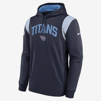 Shop Nike Men's  Therma Athletic Stack (nfl Tennessee Titans) Pullover Hoodie In Blue