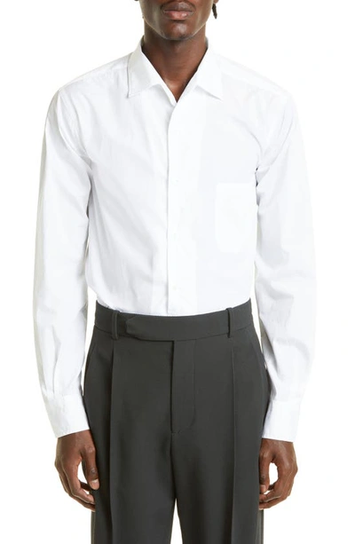 Shop Loro Piana Andre Cotton Poplin Button-up Shirt In Optical White