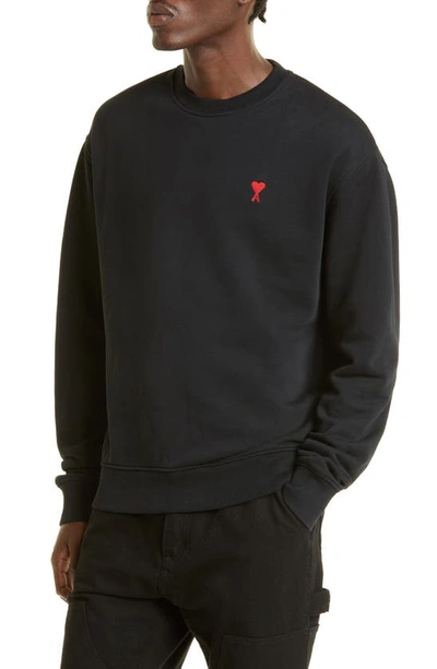 Shop Ami Alexandre Mattiussi Embroidered Logo Organic Cotton Sweatshirt In Black