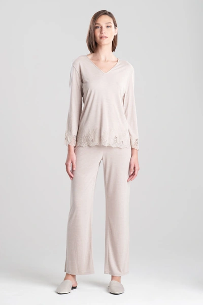 Shop Natori Luxe Shangri-la Tencel™ Long Sleeve Pajamas Set In Heather Cashmere