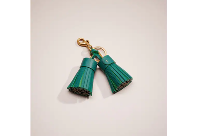Shop Coach Remade Colorblock Tassel Bag Charm In Green Multi