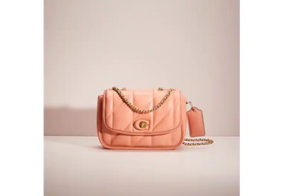 Coach Restored Pillow Madison Shoulder Bag With Quilting In Brass/light Coral
