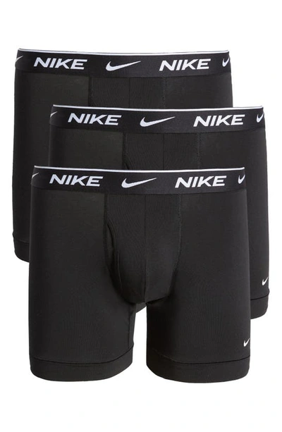 Shop Nike Dri-fit Essential Assorted 3-pack Stretch Cotton Boxer Briefs In Black