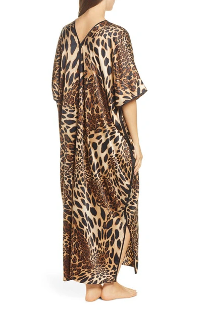 Shop Natori Animal Print Satin Caftan In Cht Chestnut