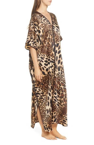 Shop Natori Animal Print Satin Caftan In Cht Chestnut