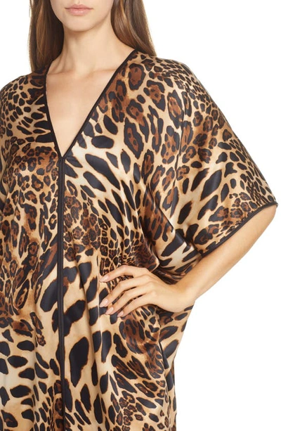 Shop Natori Animal Print Satin Caftan In Cht Chestnut