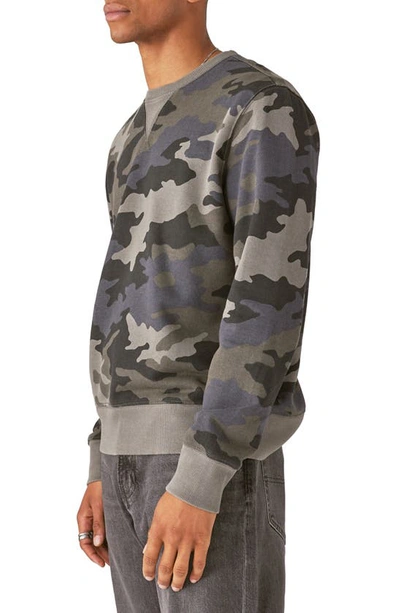 Shop Lucky Brand Camouflage Sueded French Terry Sweatshirt In Grey Camo