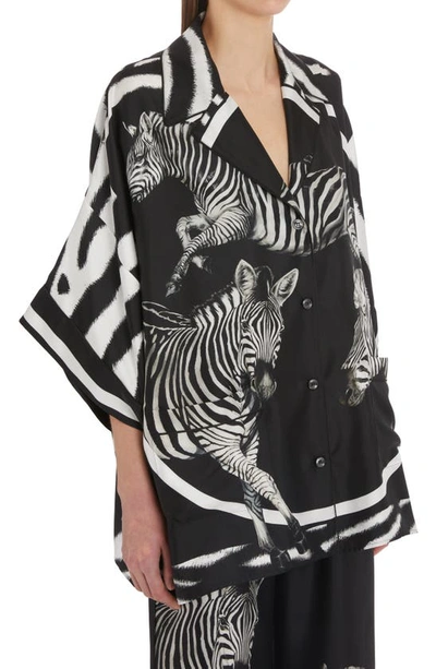 Shop Dolce & Gabbana Zebra Silk Button-up Shirt In Hh3rn Zebre Fdo Zebrato