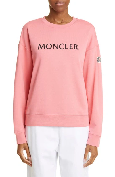 Moncler Logo Crewneck Sweatshirt In Pink | ModeSens