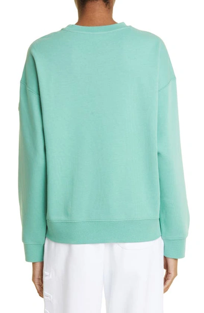 Shop Moncler Logo Cotton Blend Sweatshirt In Mint Green