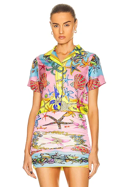 Shop Versace Tresor De La Mer Shirt In Giallo & Multicolor