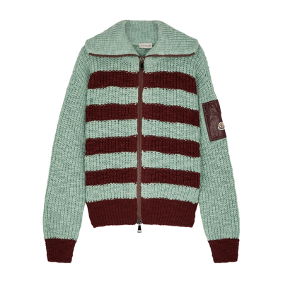Shop Moncler Striped Wool-blend Cardigan In Multicoloured