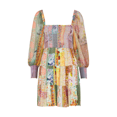 Shop Alice And Olivia Rowen Printed Satin Mini Dress In Multicoloured