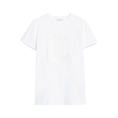 Shop Max Mara Cotton Jersey T-shirt In Optical White