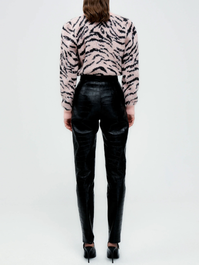 Alessandra Rich Zebra Pattern Knitted Cardigan In Pink