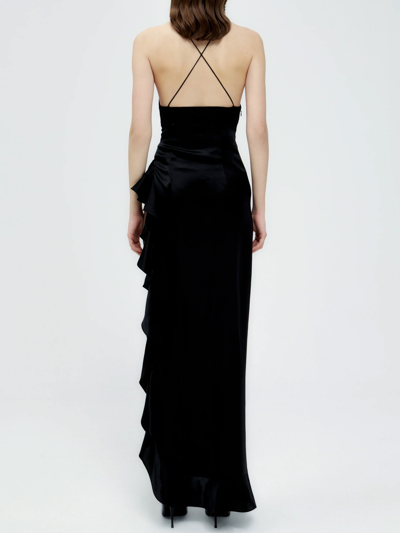 Shop Alessandra Rich Silk Slip Dress In Black