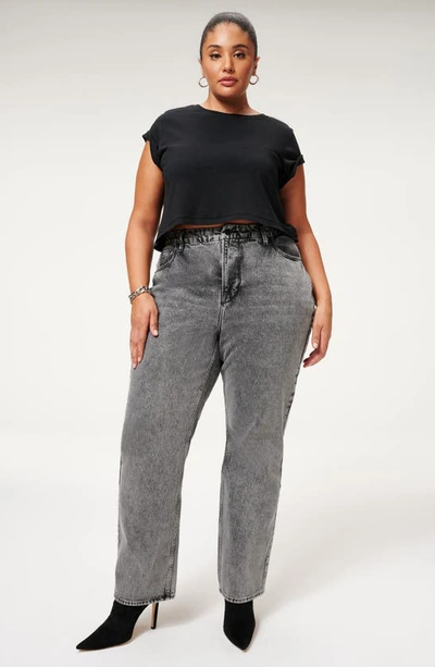 Good American Good Icon Loose Fit Straight Leg Jeans In Black239