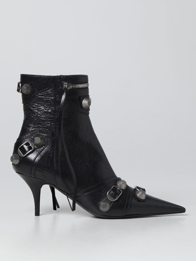 Shop Balenciaga Cagole  Leather Ankle Boots In Black