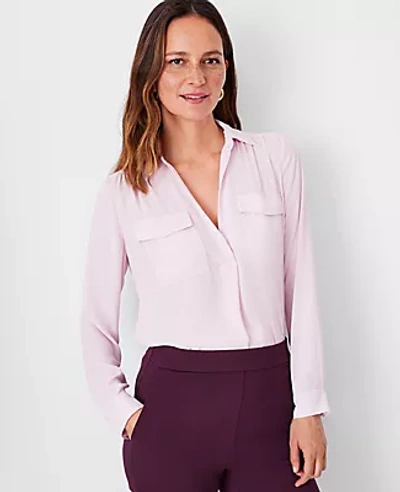 Shop Ann Taylor Petite Camp Shirt In Lilac Bloom