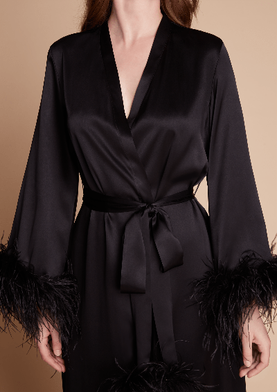 Gilda & Pearl Camille Long Robe In  Black