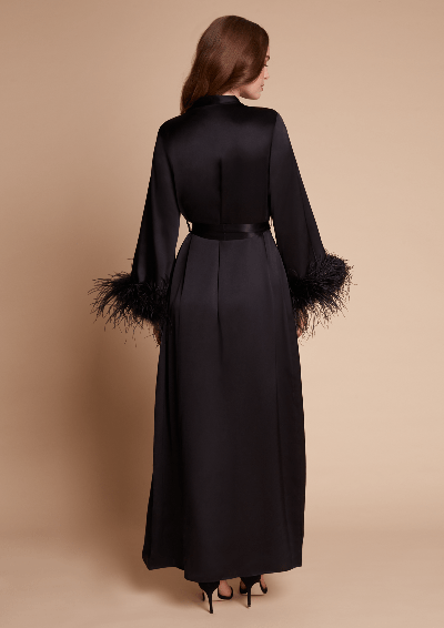 Gilda & Pearl Camille Long Robe In  Black