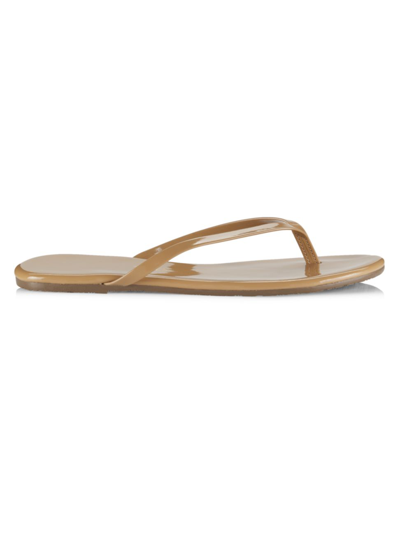 Shop Tkees Women's Foundations Gloss Patent Leather Flip Flops In Coco Butter