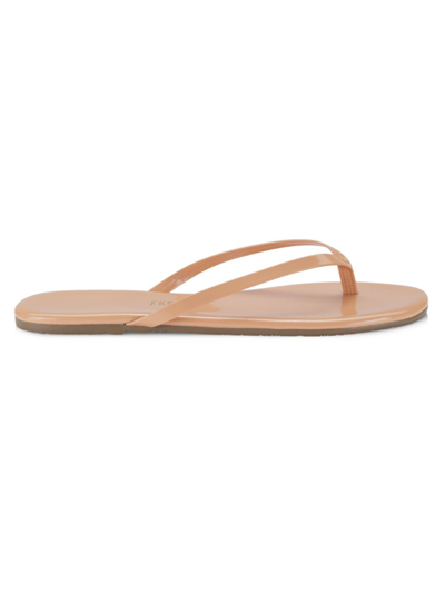 Shop Tkees Women's Foundations Gloss Patent Leather Flip Flops In Beige