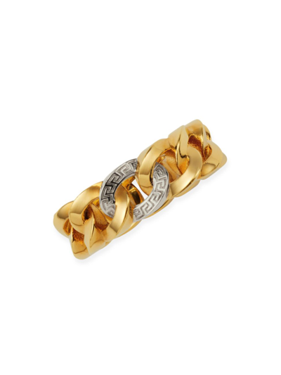 Shop Versace Men's Medusa Chain Ring In  Gold Palladium