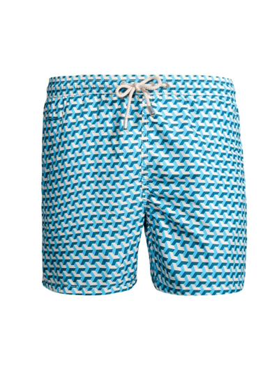 Shop Mc2 Saint Barth Men's Ultralight Printed 70s Swim Shorts In Blue