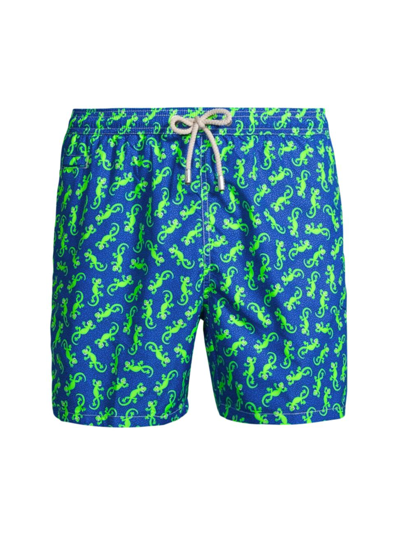 Shop Mc2 Saint Barth Men's Ultralight Printed 70s Swim Shorts In Gecko