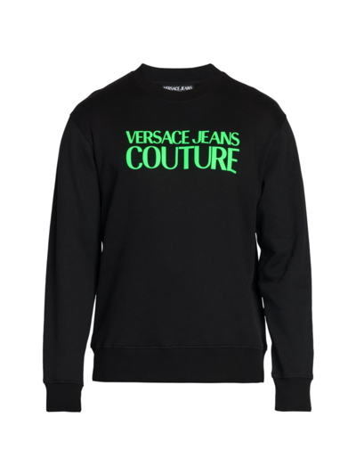Shop Versace Jeans Couture Men's Institutional Logo Sweatshirt In Black Green